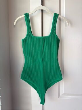 Ribbed Green Bodysuit